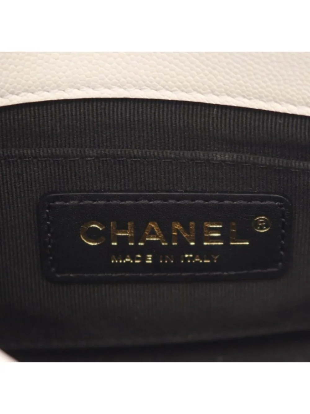 Chanel Shoulder Bag Mini Quilted White Caviar Leather Small Flap Chain